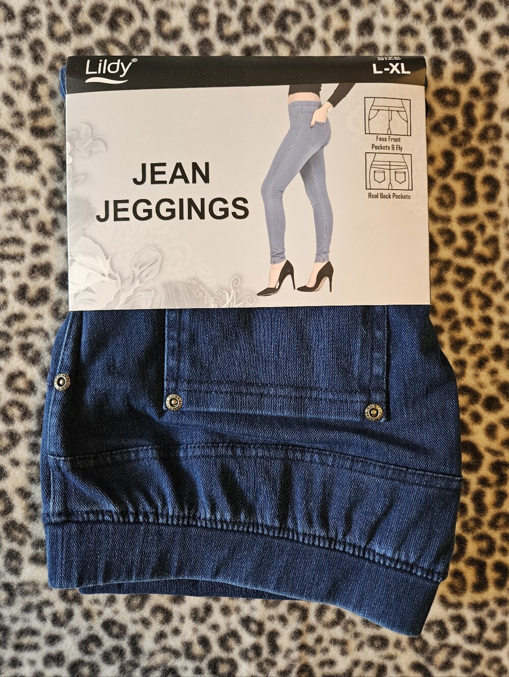 Lildy Denim Jean Jeggings, Size L-XL, NWT - Brand New (Dark Wash)